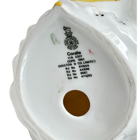 Royal Doulton Porcelain Figure Coralie 1963 Woman Yellow Dress HN2307 - Picture 7 of 8